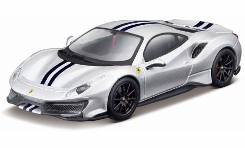 Bburago Ferrari 488 Pista 2018, ezüst/sötétkék (18-36910SILVER) (1:43)