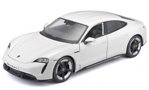 Bburago Porsche Taycan Turbo S, fehér (18-21098WHITE) (1:24)