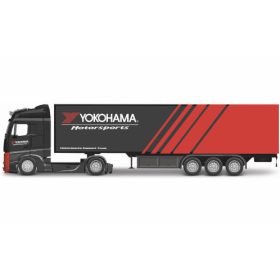   Bburago Mercedes-Benz Actros Gigaspace nyergesvontató, dobozos félpótkocsival - Motorsports Support Team, Yokohama Motorsports (18-31460Y) (1:43)