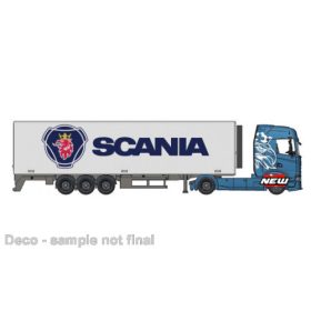   Bburago Scania S730 Highline nyergesvontató, konténerszállító félpótkocsival - Scania (18-31468BLUE) (1:43)