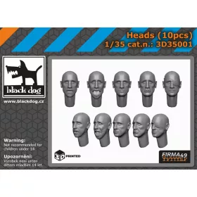   Black Dog 3D35001 Heads 10pcs dioráma makett kiegészítő (1/35)