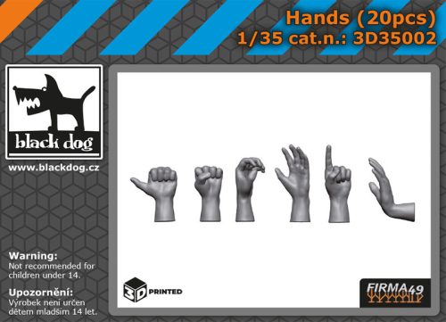 Black Dog 3D35002 Hands 20pcs dioráma makett kiegészítő (1/35)