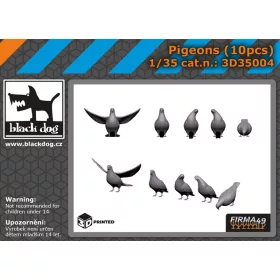   Black Dog 3D35004 Pigeons 10pcs dioráma makett kiegészítő (1/35)