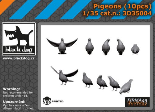 Black Dog 3D35004 Pigeons 10pcs dioráma makett kiegészítő (1/35)