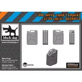   Black Dog 3D35013 20L jerry cans 10pcs dioráma makett kiegészítő (1/35)