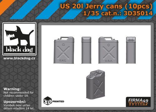 Black Dog 3D35014 US 20L jerry cans 10pcs dioráma makett kiegészítő (1/35)