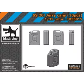   Black Dog 3D35015 SS 20L jerrycans 10pcs dioráma makett kiegészítő (1/35)