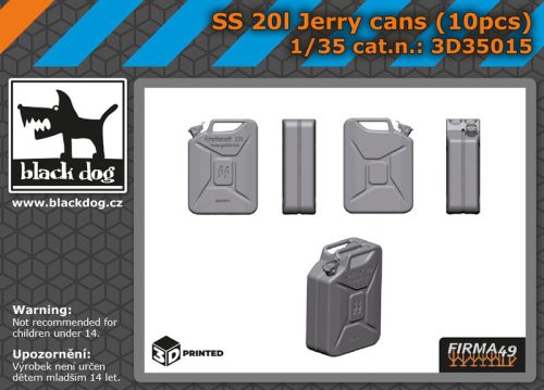 Black Dog 3D35015 SS 20L jerrycans 10pcs dioráma makett kiegészítő (1/35)