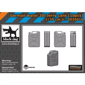   Black Dog 3D35016 German water 20L jerry cans 10pcs dioráma makett kiegészítő (1/35)