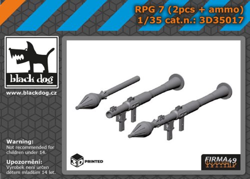 Black Dog 3D35017 RPG 7 2 pcs+ammo dioráma makett kiegészítő (1/35)