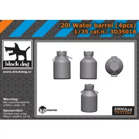   Black Dog 3D35018 20L water barrels 4pcs dioráma makett kiegészítő (1/35)