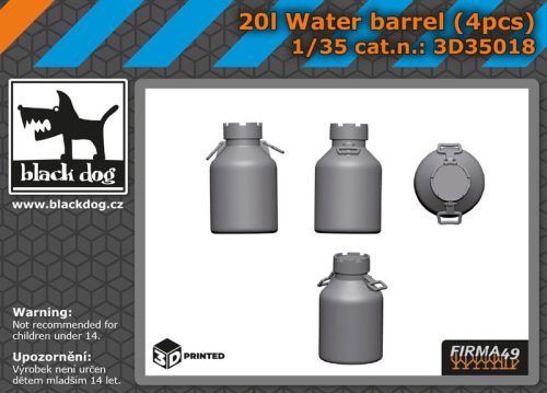 Black Dog 3D35018 20L water barrels 4pcs dioráma makett kiegészítő (1/35)