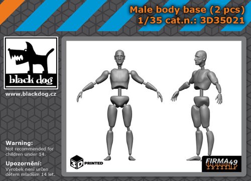 Black Dog 3D35021 Male body base (2pcs) dioráma makett kiegészítő (1/35)