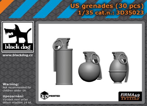 Black Dog 3D35023 US grenades (30 pcs) dioráma makett kiegészítő (1/35)