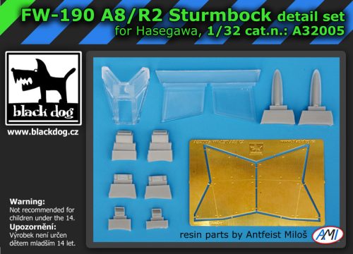 Black Dog A32005Focke-Wulf FW-190 A8R2 Sturmbock for Hasegawa makett dioráma kiegészítő (1/32)