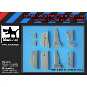   Black Dog A48004 Focke-Wulf FW 190 A detail set for Eduard, 13 resin parts makett dioráma kiegészítő (1/48)