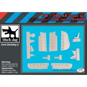   Black Dog A48009Fw-190 A8 detail set for Hasegawa makett dioráma kiegészítő (1/48)