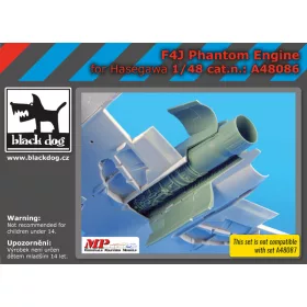   Black Dog A48086 F4J Phantom engine for Hasegawa makett dioráma kiegészítő (1/48)