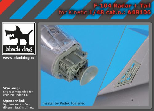 Black Dog A48106 F,104 radar+tail for Kinetic makett dioráma kiegészítő (1/48)