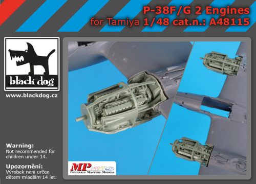 Black Dog A48115 P-38 F-G engines for Tamiya makett dioráma kiegészítő (1/48)