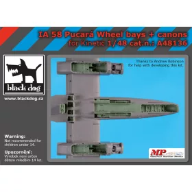   Black Dog A48136 IA 58 Pucará wheel bays +canon for Kinetic makett dioráma kiegészítő (1/48)