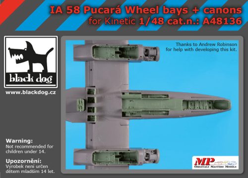 Black Dog A48136 IA 58 Pucará wheel bays +canon for Kinetic makett dioráma kiegészítő (1/48)