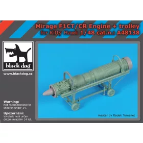   Black Dog A48138 Mirage F1CT/CR engine+trolley for Kitty Hawk makett dioráma kiegészítő (1/48)