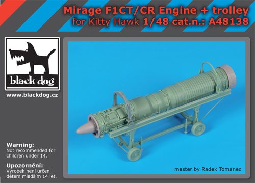 Black Dog A48138 Mirage F1CT/CR engine+trolley for Kitty Hawk makett dioráma kiegészítő (1/48)