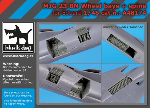 Black Dog A48174 Mig 23 BN wheel bays+spine for Eduard makett dioráma kiegészítő (1/48)