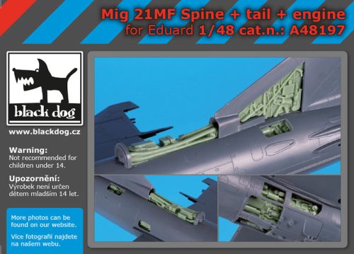 Black Dog A48197 Mig 21 MF spine+tail+engine for Eduard makett dioráma kiegészítő (1/48)