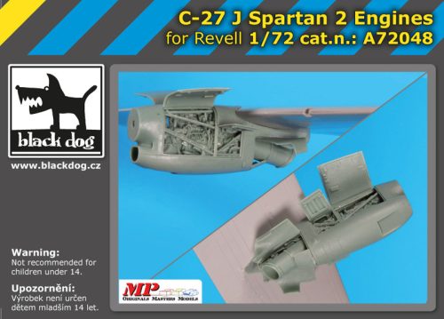 Black Dog A72048 2 C-27 J Spartan 2 engines for Italeri makett dioráma kiegészítő (1/72)