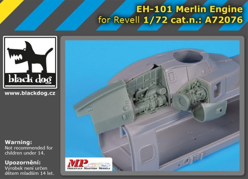 Black Dog A72076 EH-101 Merlin engine for Revell makett dioráma kiegészítő (1/72)