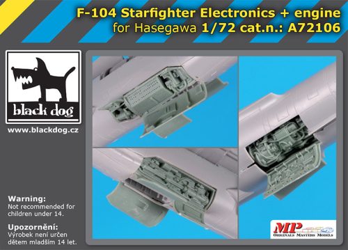 Black Dog A72106 F-104 Starfighter electronics + engine for Hasegawa makett dioráma kiegészítő (1/72)