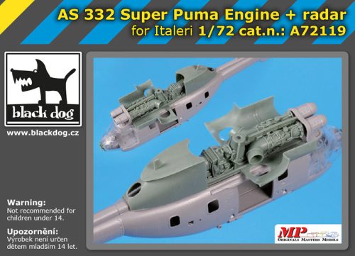 Black Dog A72119 AS 332 Super Puma engine+ radar for Italeri makett dioráma kiegészítő (1/72)