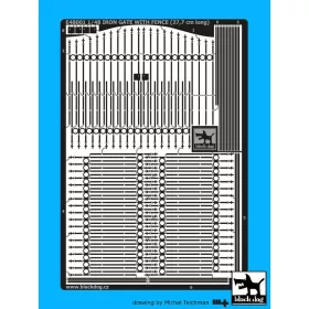   Black Dog E48001 Iron gate with fence (27,7 cm long) dioráma makett kiegészítő (1/48)