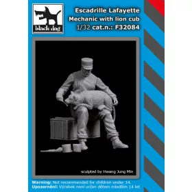   Black Dog F32084 Escadrille Lafayete mechanic with lion cub dioráma makett kiegészítő (1/32)