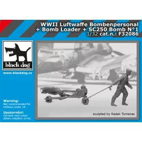   Black Dog F32086 WW II Luft.bombenpersonal +b.loader +SC250 N°1 dioráma makett kiegészítő (1/32)