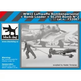   Black Dog F32087 WW II Luft.bombenpersonal +b.loader +SC250 N°2 dioráma makett kiegészítő (1/32)