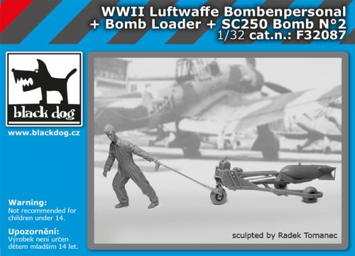 Black Dog F32087 WW II Luft.bombenpersonal +b.loader +SC250 N°2 dioráma makett kiegészítő (1/32)