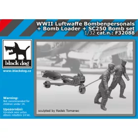   Black Dog F32088 WW II Luft.personal +b.loader + SC250 set dioráma makett kiegészítő (1/32)