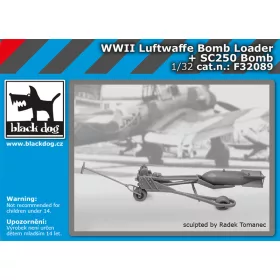  Black Dog F32089 WWII Luft.bomb loader +SC250 bomb dioráma makett kiegészítő (1/32)