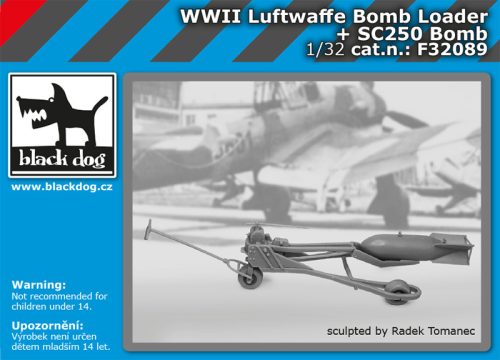 Black Dog F32089 WWII Luft.bomb loader +SC250 bomb dioráma makett kiegészítő (1/32)