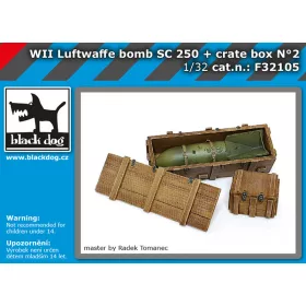   Black Dog F32105 WW II Luftwaffe bombs SC 250 + crate box N°2 dioráma makett kiegészítő (1/32)