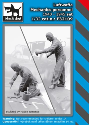 Black Dog F32109 Luftwaffe mechanics personnel 1940-45 set dioráma makett kiegészítő (1/32)