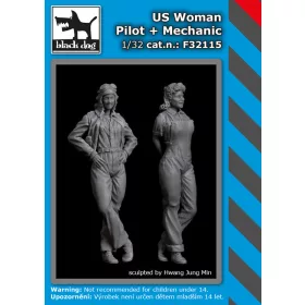   Black Dog F32115 US woman pilot+mechanic dioráma makett kiegészítő (1/32)