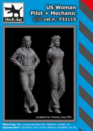 Black Dog F32115 US woman pilot+mechanic dioráma makett kiegészítő (1/32)