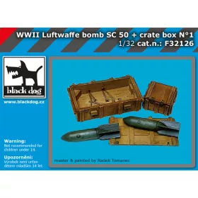   Black Dog F32126 WW II Luftwaffe bomb Sc 50+crate box dioráma makett kiegészítő (1/32)