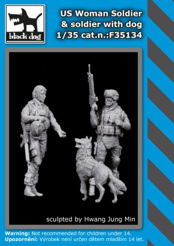 Black Dog F35134 US woman + soldier with dog dioráma makett kiegészítő (1/35)