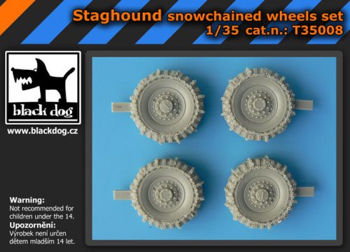 Black Dog T35008 Staghound snowchained wheels set for Bronco kit, 4 resin parts makett dioráma kiegészítő (1/35)