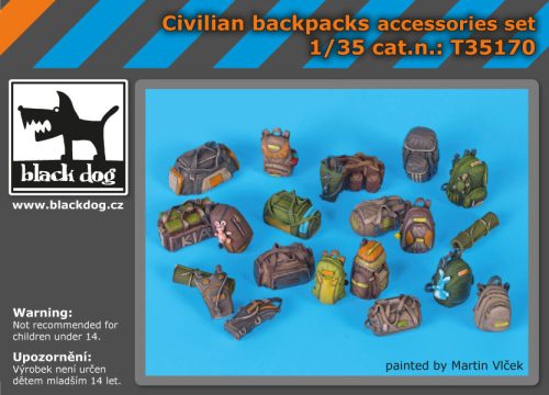 Black Dog T35170 Civilian backpacks accessories set makett dioráma kiegészítő (1/35)